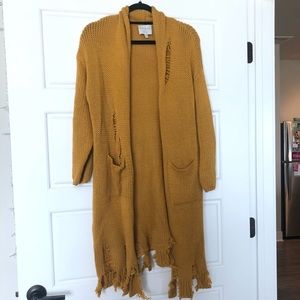 Distressed long cardigan